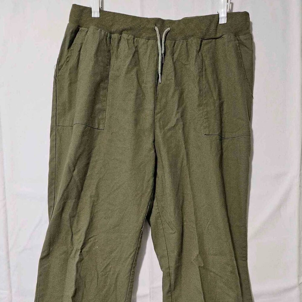 Misslook- Women’s Olive Green Casual Drawstring Waist Trousers with Pockets